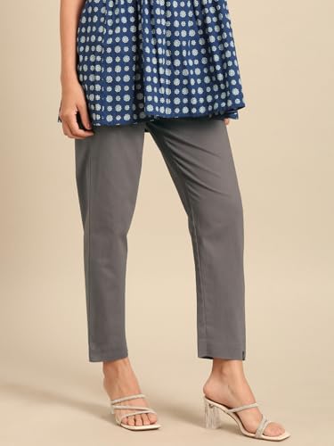 Image of TWIN BIRDS Women Cotton Straight Fit Pants | Ethnic Casual Daily Trousers