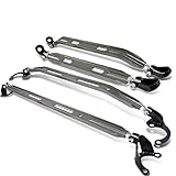HYPERSPEED Strut Bar Front+Rear+Upper+Lower Tower Brace Bar 4PCS CNC Aluminum Fit for Honda Civic/CRX/Civic Del Sol Fit for Acura Integra, Automotive Replacement (All 4PCS w/ 23