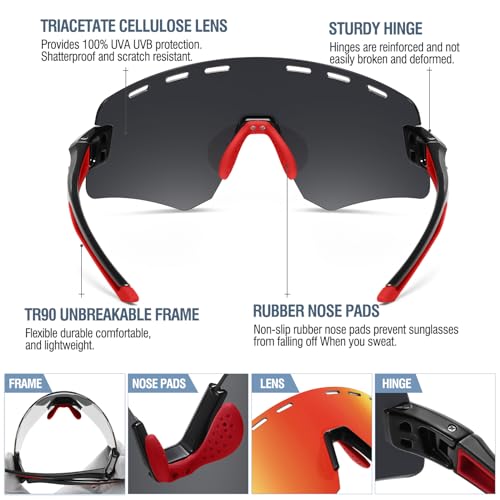 DUCO Polarized Sports Sunglasses for Men Women Driving Cycling Mountain Bike Fishing Running Golf Sun Glasses DC00494