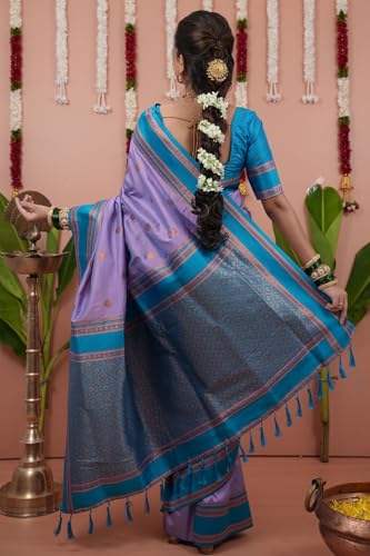 Image of SGF11 Women's Kanjivaram Pure Soft Silk Saree With Unstitched Blouse Piece