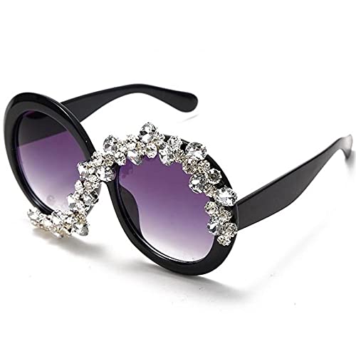 1pc Women Big Round Sunglasses Luxury Trendy Rhinestone Glasses Vintage Gradient Diamond Eyeglasses2