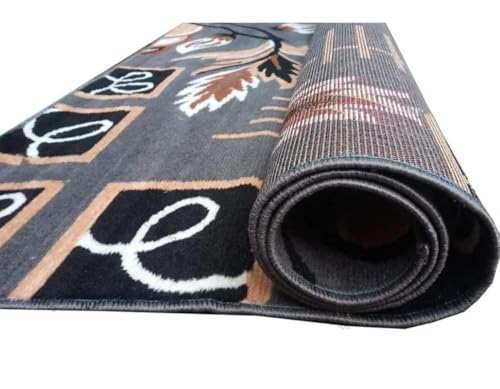 Image of Floral Design Acrylic Polyester Carpet for Living Room 12x15 Feet Color Grey(360x450Cm), Large Rectangle