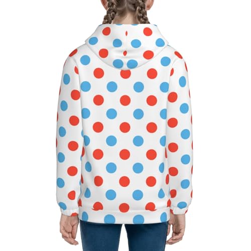 Red Blue Polka Dots Kid Hoodies Boys Zip Up Sweatshirts Girls Pullover with Pocket 5