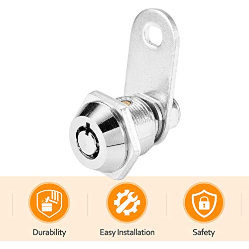 Kitmose Tubular Cam Locks With 5/8" Cylinder And Chrome Finish,Tubular Cam Lock With Keys, Keyed Alike Tubular Cabinet Locks For Tool Box, File Drawers, Cabinets, Mail Box #TOP4