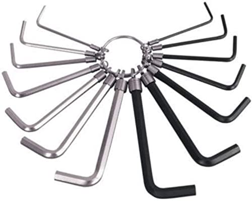 Brillars 14 Piece New Imperial Wrench Set Allen Alan Hex Hexagon Key with Key Ring