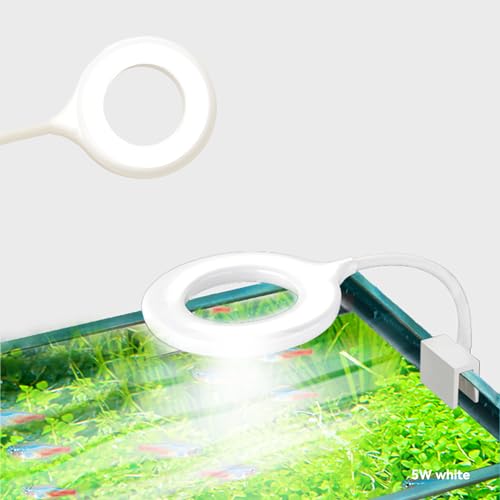 Image of 5-8 Gallon Fish Tank Clip On Aquarium Light with White Blue Red LEDs Small Aquarium Light, Full Spectrum Fish Tank Light with USB Port and 360 Degrees Flexible Rotate