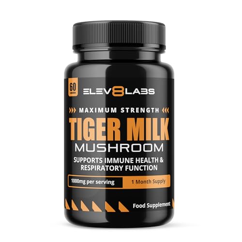 Tiger Milk Mushroom Capsules 1000mg - High Strength | 60 Capsules | Natural Adaptogen for Immunity & Respiratory Health | Supports Daily Wellness & Vitality | 1 Month Supply 2 a Day