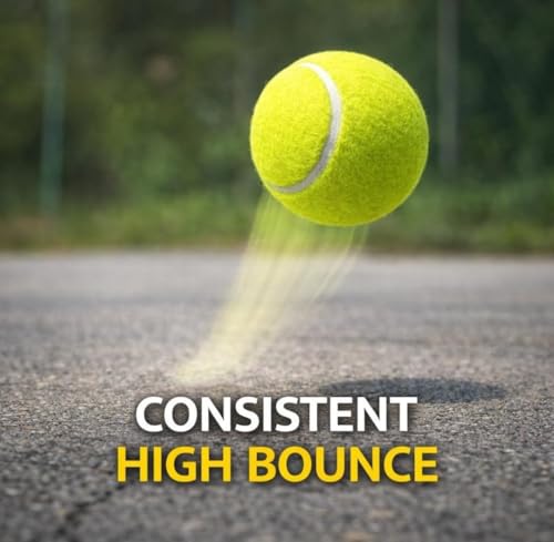 Image of High Bounce Rubber Tennis Balls Pack of 3 - Multi-Purpose Cricket Practice Balls for Turf, Cement & Outdoor Play