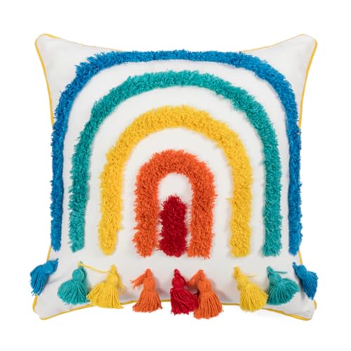 AGOKABA Rainbow Boho Throw Pillow Covers 18x18 Inch - Hand