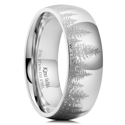 Bague forêt gravée pour homme et femme idéale à porter au quotidien ou en randonnée