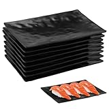 imposyu Juego de 8 Platos Rectangulares Platos de Postre Color Negro Mate Platos Llanos Rectangulares para Postre, Sushi, Aperitivo, 19,8x13,7x2,1CM