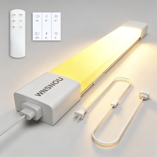 Image of LED Tube Light Fixture with Plug Under Cabinet Lighting Dimming and Color With Remote wireless wall switch 16 inch 15W 1500LM 3000-6500K adjustable LED Tube Light Fixture for Cabinet Closet Office