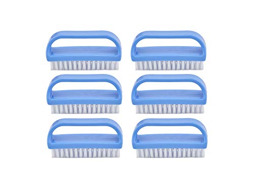 Superio Nail Brush Cleaner with Handle (6 Pack) Durable Scrub Brush to Clean Toes and Fingernails, All Purpose Hand Scrubber Cleaning Brush - Stiff Bristles, Easy to Use (6-Pack)