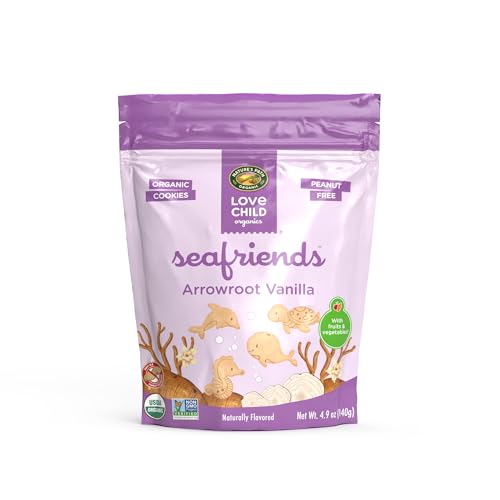 Love Child Organics Sea Friends Arrowroot Vanilla Cookies, 4.9 oz...