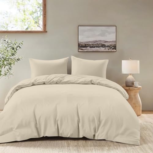 Dreamzie - Bettwäsche 200x220 + 2 Kissenbezüge 80x80cm - Beige | 100% Mikrofaser · Bettbezug 200x220 · 3 Teile · Reißverschluss · OEKO-TEX · Pflegeleicht · Bügelfrei · Weich · Atmu