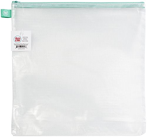 Image of Avery Elle Zippered Vinyl Mesh Pouch - Aqua-Extra Large