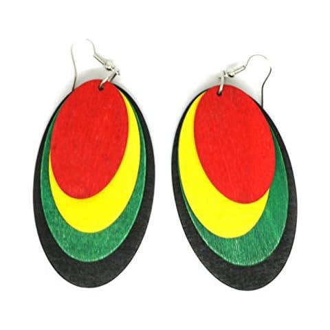 Teri's Boutique Rasta Wood Reggae Jamaican Women Fashion Dangle Earrings Cover