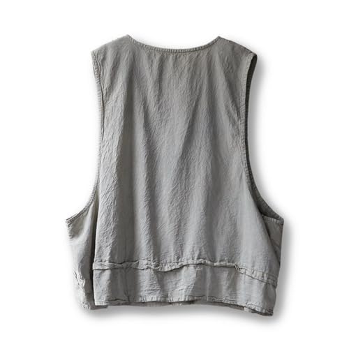 Women's Outerwear Vests Sleeveless Lightweight Vest Summer Distressed Hem V Neck Cotton Linen Blazer Jacket Tops2