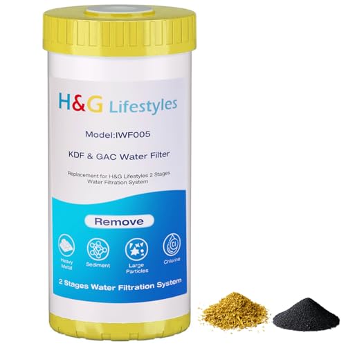 H&amp;G Lifestyles 10" x 4.5" Whole House KDF and Carbon Water Filter, Reduce Chlorine Heavy Metal Improve Water Taste,Compatible with 84637, WPX5BB97P, PC10, 355214-45, 355215-45, WP10BB97P, WP5BB97P