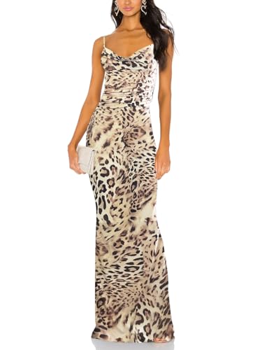 Image of Aigeman Women Spaghetti Straps Mermaid Evening Gown Wedding Guest Dress Drape Neck Lace Backless Formal Maxi Dress 21