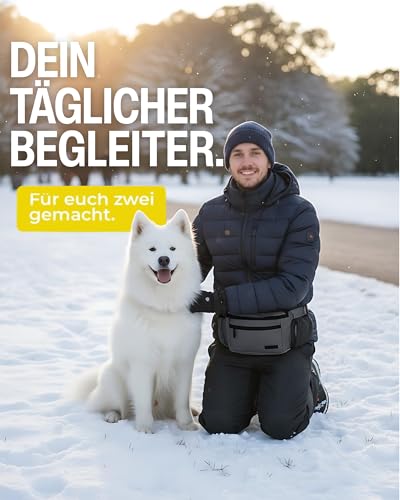 ZAUBERPFOTE Gassi Tasche 'Atlas' - Premium Leckerlitasche für Hunde - Inkl. YKK® Zipper & Leinenhalterung - Bauchtasche für Hundezubehör - Für Gassi, Wanderungen & Hunde Training