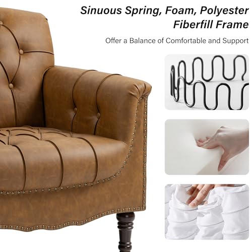Sillón Plegable confortable de cuero sintético camel miniatura 4