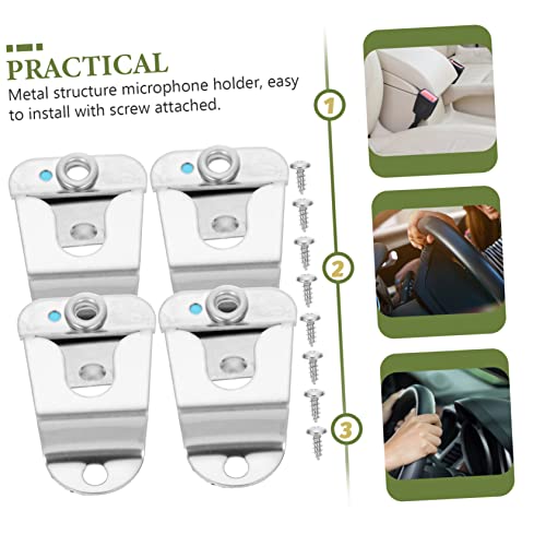 Mikikit 4Pcs Microphone Hook Mount Metal Hangers Stainless Steel Hangers Metal Mic Clip Microphone Hanging Up Clip Radio Hangers Universal Microphone Holders Mobile Holder Handheld #TOP7