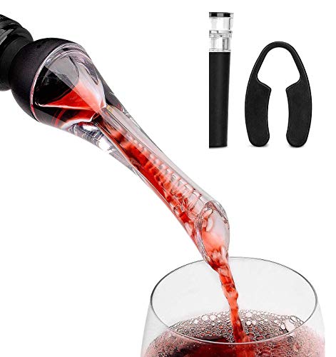 Wine Aerator Pourer Opener Stopper Premium Aerating Spout Bottle Stopper Foil Cutter Vacuum Pump Wine Accessory Tool Kits Red Wine Decanter with Aerator