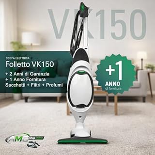 AMG Shop Online Aspirapolvere FOLLETTO VK150 + 6 SACCHETTI + PROFUMINI, Con Motore 60.000 giri/min, Emissione Polveri 0,0001 mg/m³, Sacco 2,5 L, PESO: 3 Kg