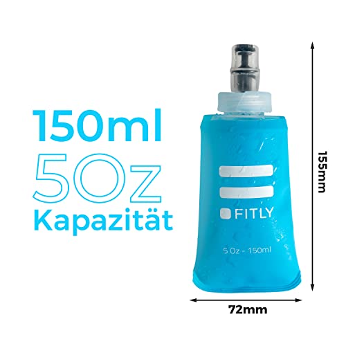 FITLY Faltbare Trinkflasche - Ideal Zum Laufen, Wandern, Radfahren - Lauf Trinkflasche Für Outdoor-Sport - Sportflasche Wandern - Wasser Flasche Für Hydration Rucksack