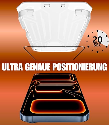 XeloTech DE Schutzglas für iPhone 17 Pro aus Panzerglas, Extrem Kratzfest (9H+), garantiert Blasenfreie Antistaub-Auto-Installation, Anti-Fingerabdruck, 2 Gläser 6