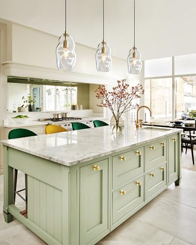 Modern Gold Brass Kitchen Island Pendant Light Fixtures for Bar Counter Dining Room
| Clear Organic Globe Glass Pendant Light Large Lamp Shade 12 Inch Height
| CASAMOTION Pendant Light Kit for Kitchen Island Bar Counter Dining Room