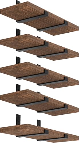 Shelf Bracket Heavy Duty Floating Shelf Brackets 10-Inch Long 10-Pack Brackets for Shelves Black Coated J Shape Metal Wall Shelf Support Brackets with 1/5-Inch Thick and 160 lb. Load Capacity