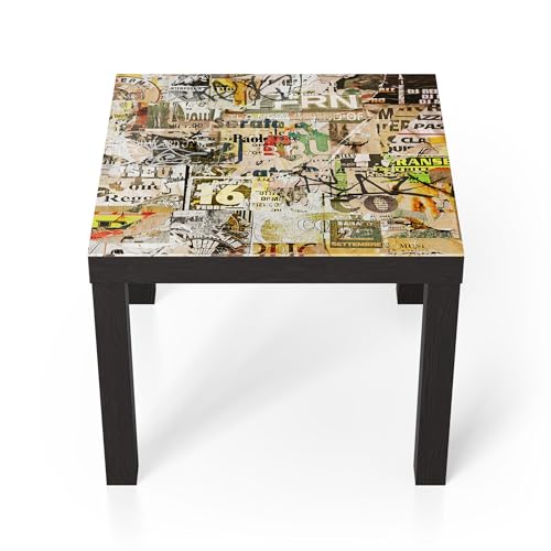 DEQORI Glastisch | schwarz klein 55x55 cm | Motiv Urbane Geschichten | ausgefallener Beistelltisch aus Glas | Hochglanz Couchtisch fürs Wohnzimmer | moderner Couch Tisch mit Design