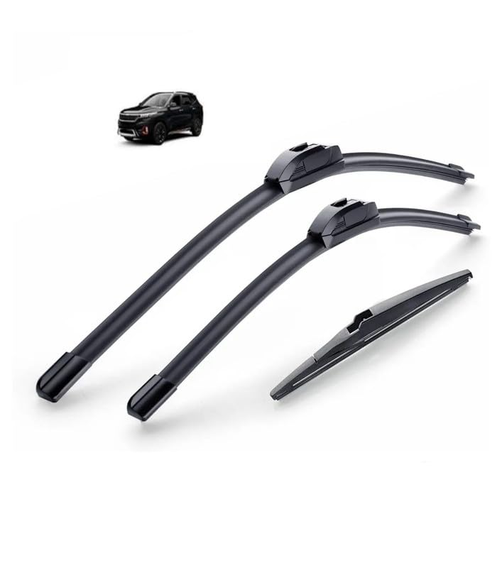Image of AWB 24 inch+18 inch Frameless /Soft Wiper Blades with 12 inch Rear Specific Wiper Blade Replacement Set for Kia Seltos(Set of 3)