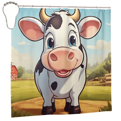 Rideau de douche vache en polyester 183x183 cm avec 12 œillets