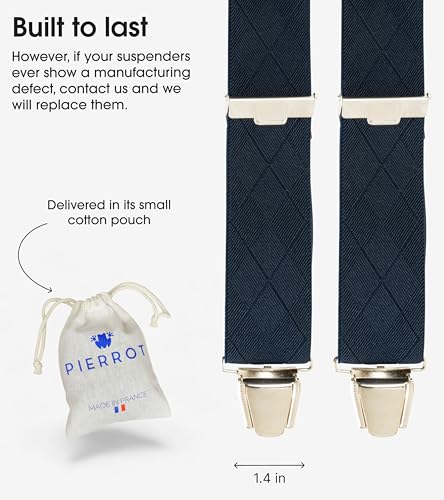Image of PIERROT Men's Suspenders - One Size Adjustable and Elastic Suspenders for Men Trousers Heavy Duty with 4 Very Strong Clips
