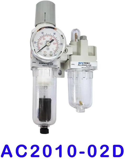 AC2010-02 AC2010-02D Pneumatic Pressure Regulator Oil Water Separator Manual Drainage Supply Pump Compressor Air Filter(Copper And PC6-02,AC2010-02D)