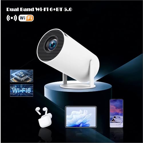 Projetor Portátil WiFi 5G, Suporte 8000 Lumens, Full HD 1280P, 180° Giratório, com Tomada EU