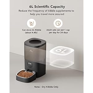 PETLIBRO Automatic Dog Feeder, 6L Dog Food Dispenser with Timer Interactive Voice Recorder, Auto Dog Feeder with Desiccant Bag 1-4 Meals Dry Food, Black Transparent PETLIBRO Automatic Dog Feeder, 6L Dog Food Dispenser with Timer Interactive Voice Recorder, Auto Dog Feeder with Desiccant Bag 1-4 Meals Dry Food, Black Transparent