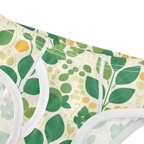 Vintage Grass Green Yellow Pattern Pattern Toddler Boy Pure Cotton Kids Underwear Breathable Undies4