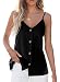 BLENCOT Women's Summer Button Down V Neck Strappy Tank Tops Loose Casual Sleeveless Shirts Blouses Black M