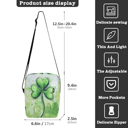 mens messenger bag crossbody mens crossbody Womens Cross Body Purses Adjustable Strap for Casual Casual- Green Clover Shamrock Lucky St3