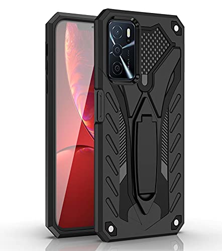 LINER Coque pour Oppo A54s / Oppo A16 / Oppo A16s Coque, Silicone Housse Anti-Scratch PC Arrière Panneau/TPU Aux Chocs/Parenthèse Pliable Antichoc Étui pour Oppo A54s / Oppo A16 / Oppo A16s, Noir