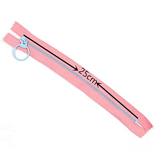 YKKJ 20pcs 25cm Resin Zippers, Multicolor Coil Zips with Metal Ring, for Sewing Crafts, Bag Clothing - Image 3
