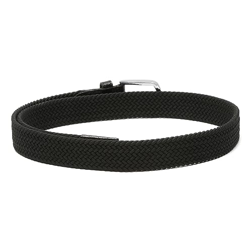 Image of LOUIS STITCH Men's Braided Elastic Stretch Belt with Leather Tipped End Stretchable Canvas Waist Band for Men Women Boys Girls Unisex (Width 3 cm) (BE-EL)