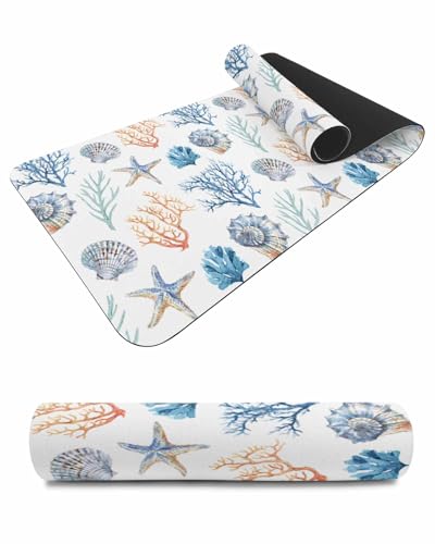 Debedcor Heat Proof Table Pads Waterproof Decorative, Blue Conch Non-Slip Table Countertop Protector, Coral Coastal Nautical Ocean Shell Insulation Mat for Kitchen Room, 40 x 12 Inches