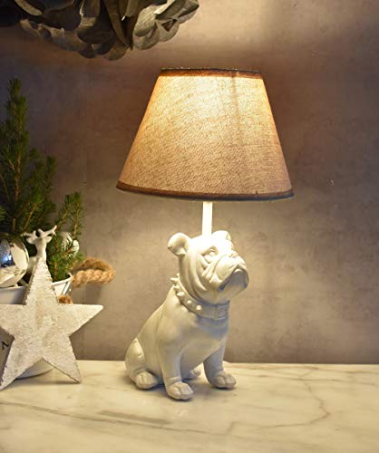 Mops Tischlampe Bulldogge Bulli Leuchte Weiss Tischleuchte Hund Landhaus Lampe cw073 Palazzo Exklusiv