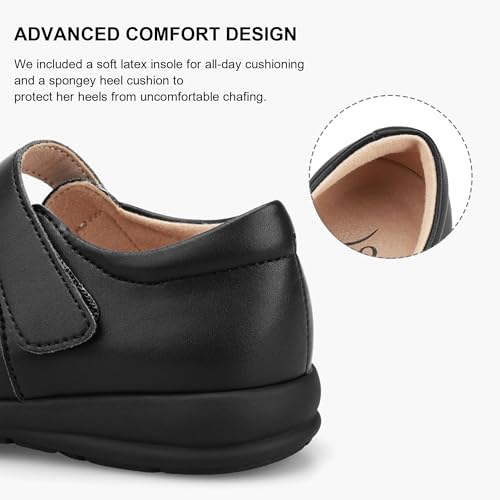 Image of Stelle Girls Mary Jane Shoes School Uniform Flats Dress Shoes Church (Little /Big Kids) | Hook-and-loop closure, Cushioned comfort, Flexible outsole, Flower girl, Party, Patent finish