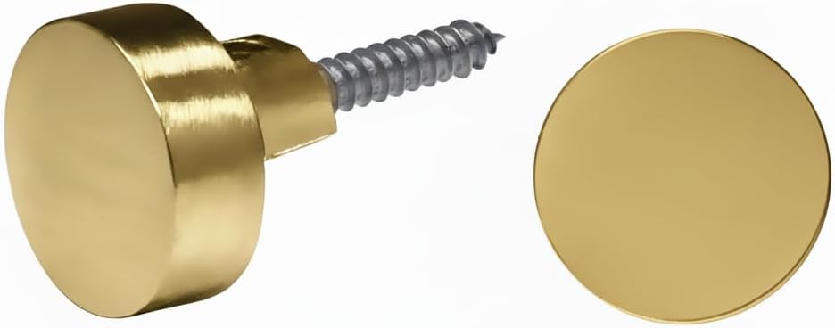 Dulles Glass Steel Mirror Clips 3/4" Polished Brass - Mounting Hardware Kit for 1/4" (6mm) Frameless Wall Mirrors (Set of 4)